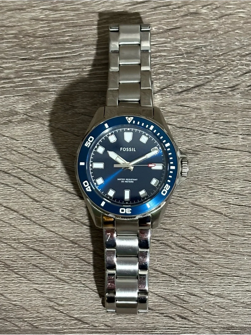 Blue Fossil Dalton Stainless Steel Men’s Watch With New Battery